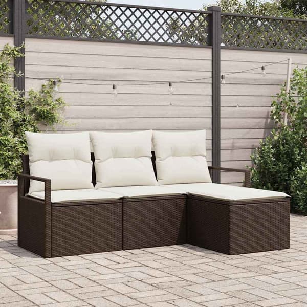 vidaXL Sofa Sæt 4 pcs Brun polyrattan