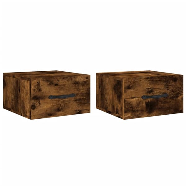 vidaXL væghængte sengeborde 2 stk. 35x35x20 cm røget egetræsfarve