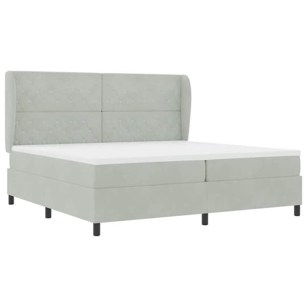 vidaXL Box spring seng med madras Lysegrå 200 x 200 cm Polyester