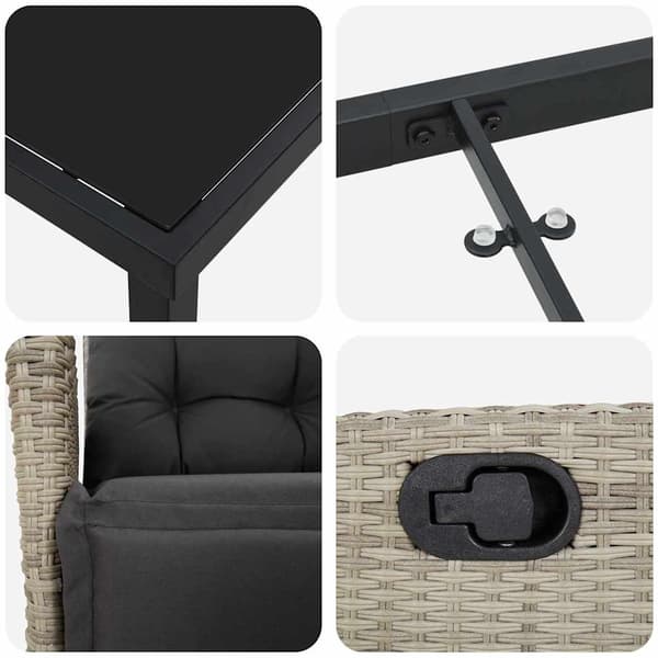 vidaXL Have Spisebordssæt 7 pcs Lysegrå Poly rattan