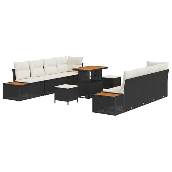 vidaXL Havesofa Sæt 11 pcs Sort polyrattan