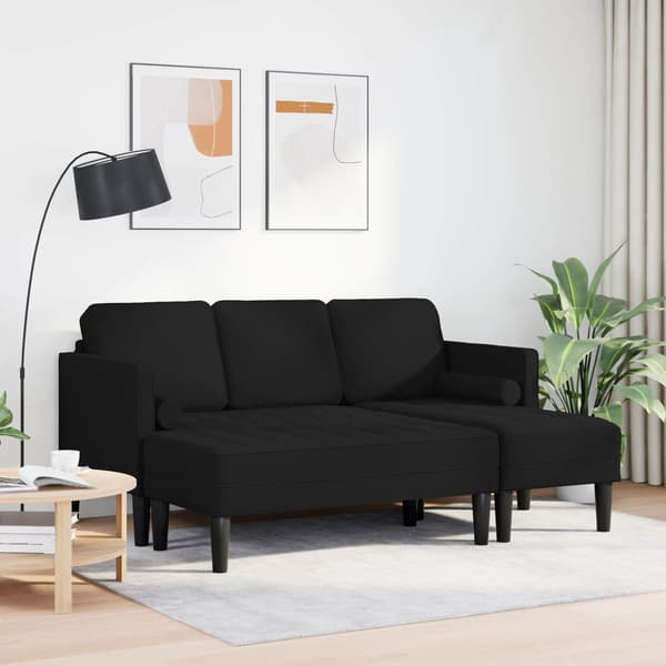 vidaXL Sofa Sæt 2 pcs Sort 173 x 131 x 67 cm Stof