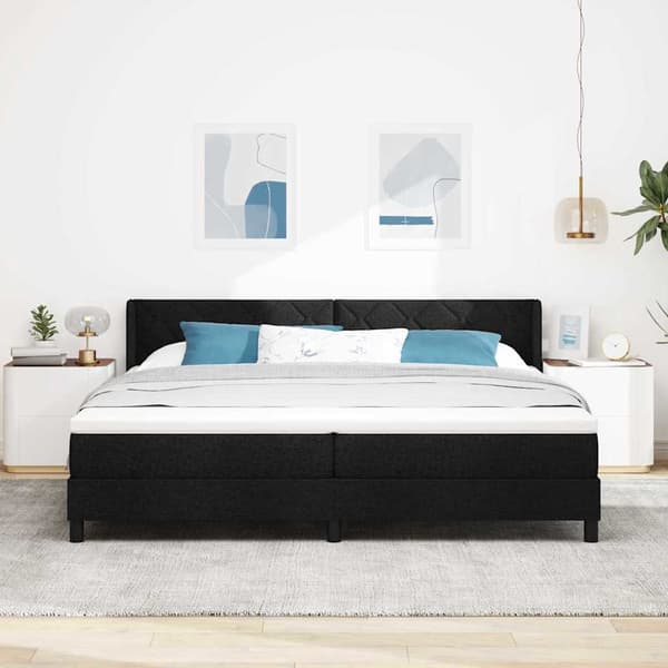 vidaXL Box spring seng med madras Sort 200 x 200 cm Polyester