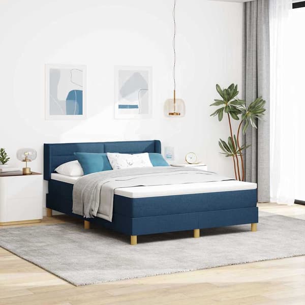 vidaXL Box spring seng med madras Blå 190 x 140 cm Polyester