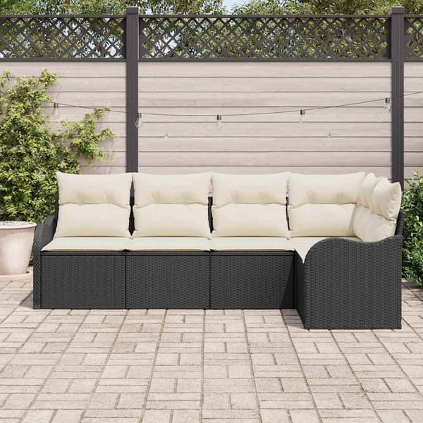 vidaXL Havesofa Sæt Sort polyrattan