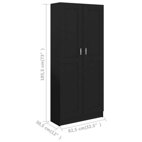vidaXL bogskab 82,5x30,5x185,5 cm spånplade sort