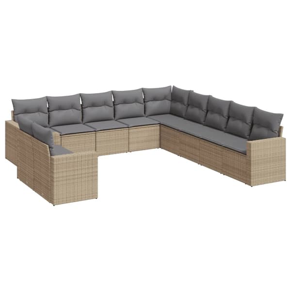 vidaXL sofasæt til haven 11 dele med hynder polyrattan beige