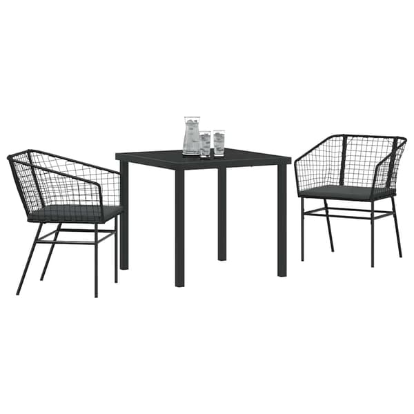 vidaXL Have Spisebordssæt 3 pcs Sort polyrattan