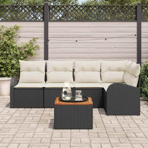 vidaXL Havesofa Sæt 6 pcs Sort, hvid