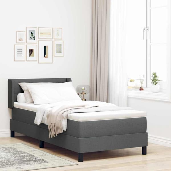 vidaXL Box spring seng med madras Mørkegrå 200 x 80 cm Polyester