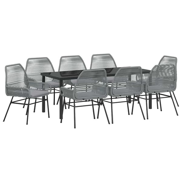 vidaXL Have Spisebordssæt 9 pcs Grå polyrattan