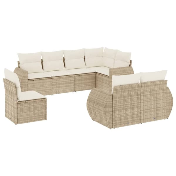 vidaXL sofasæt til haven 8 dele med hynder polyrattan beige
