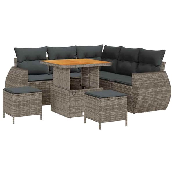 vidaXL Havesofa Sæt 8 pcs Grå polyrattan