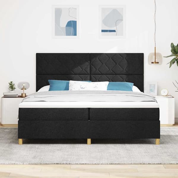 vidaXL Box spring seng med madras Sort 200 x 200 cm Stof
