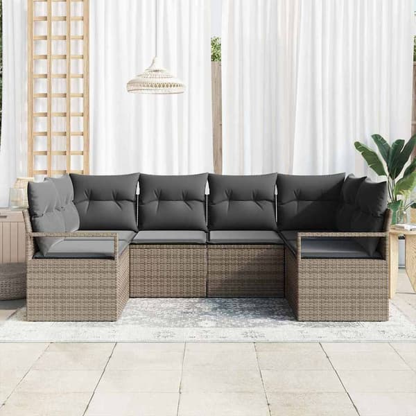 vidaXL Sofa Sæt med pude 6 pcs Grå polyrattan