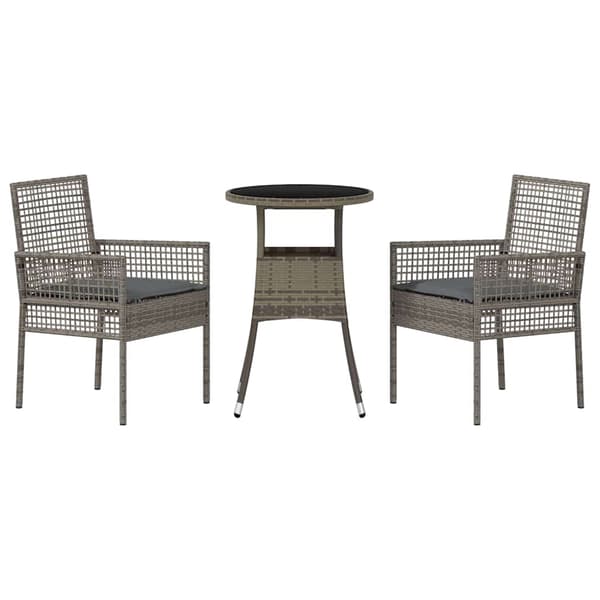 vidaXL Have Spisebordssæt 3 pcs Grå polyrattan