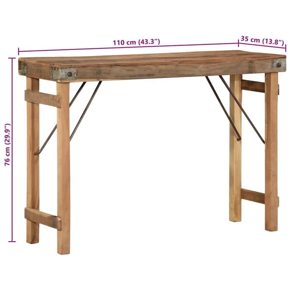 vidaXL Endebord Brun 110 x 35 x 76 cm Solid genbrugs træ