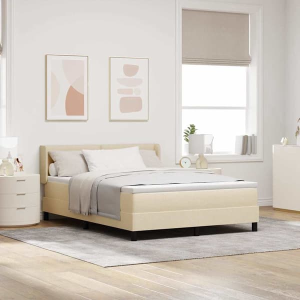 vidaXL Box spring seng med madras Creme 190 x 140 cm Polyester