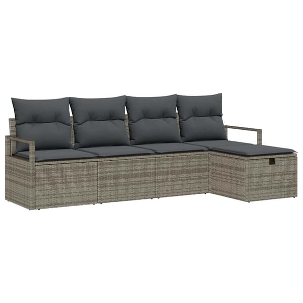 vidaXL Sofa Sæt med pude med opbevaring Grå polyrattan