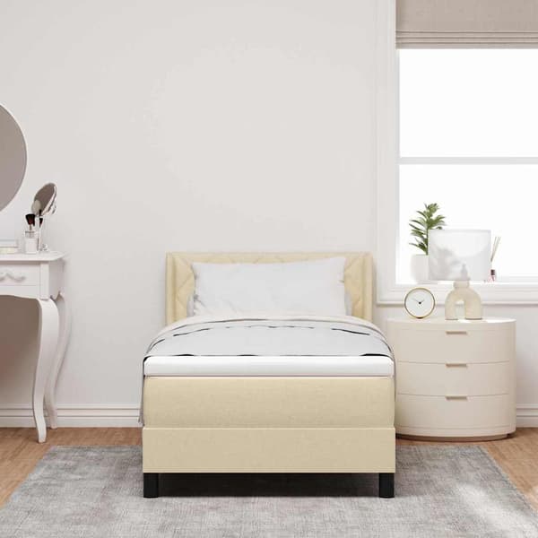 vidaXL Box spring seng med madras Creme 200 x 100 cm Polyester