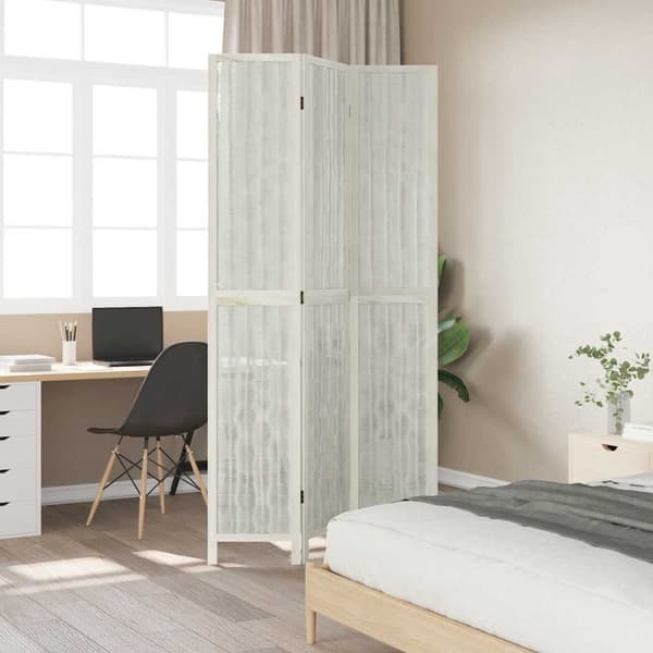 vidaXL rumdeler 3 paneler massivt kejsertræ hvid