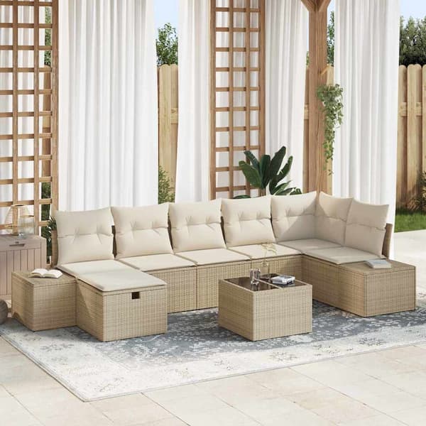 vidaXL Sofa Sæt med pude 8 pcs polyrattan