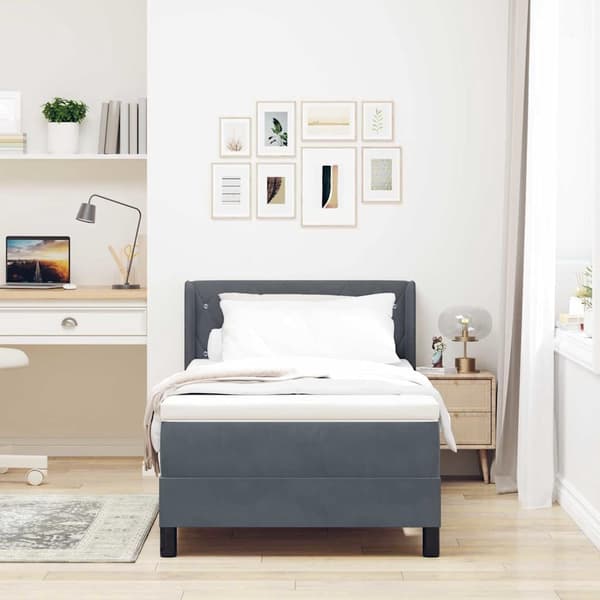 vidaXL Box spring seng med madras Mørkegrå 190 x 90 cm Polyester