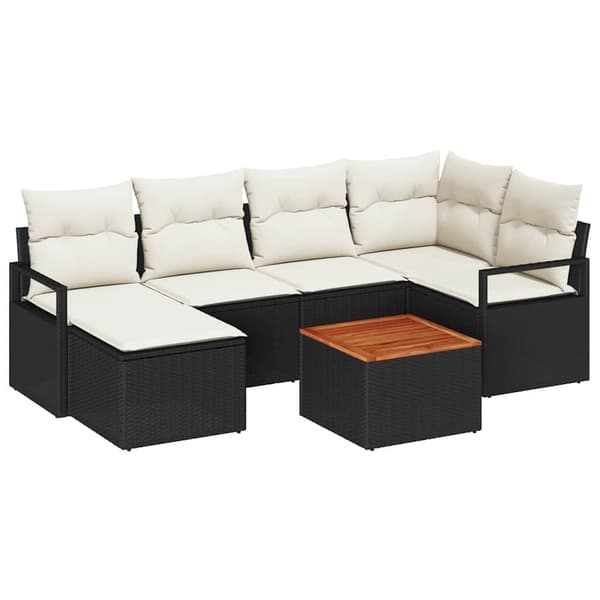 vidaXL Havesofa Sæt 7 pcs Sort, hvid