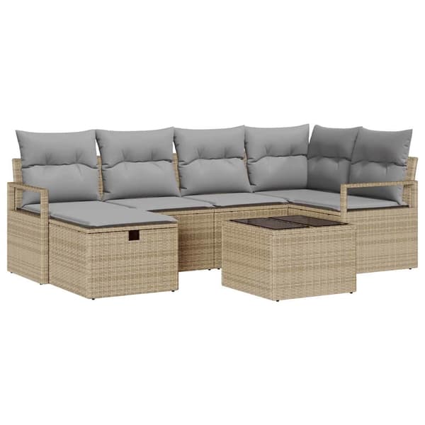 vidaXL Sofa Sæt med pude 7 pcs Beige og lys grå polyrattan