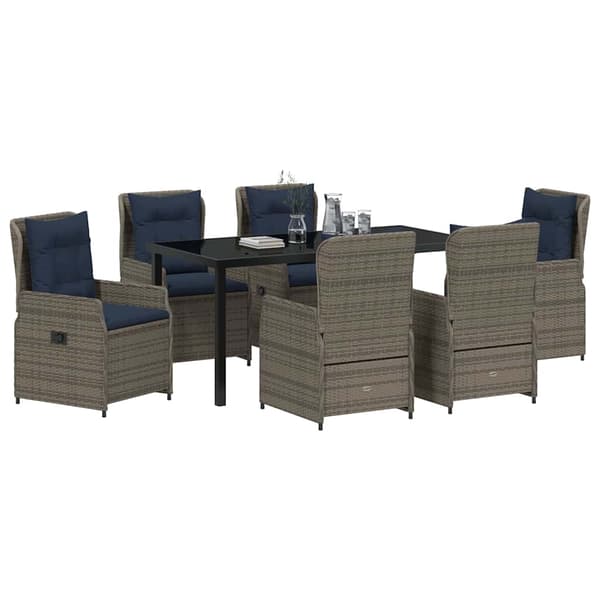 vidaXL Have Spisebordssæt 7 pcs Grå Poly rattan