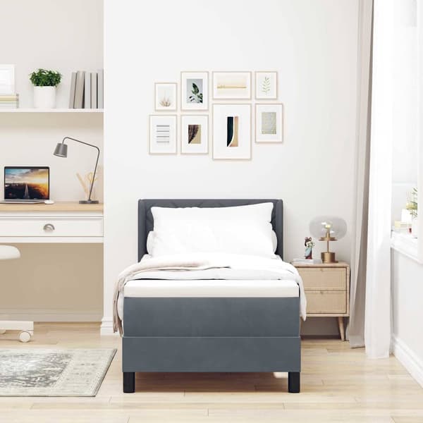 vidaXL Box spring seng med madras Mørkegrå 200 x 80 cm Polyester