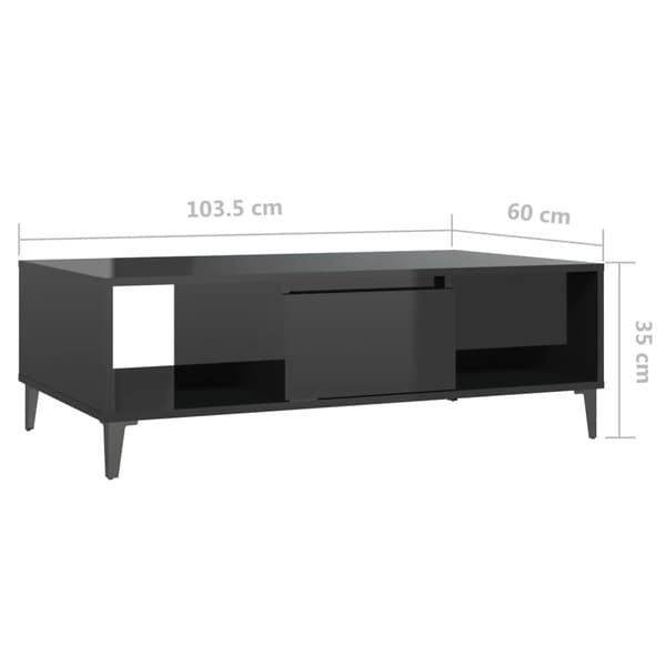 vidaXL sofabord 103,5x60x35 cm spånplade sort højglans