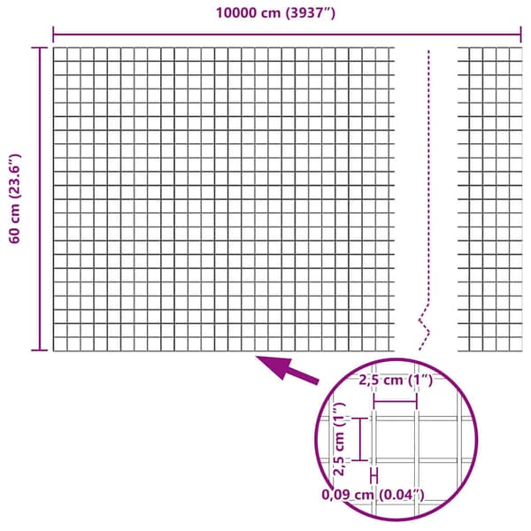 vidaXL Hitsattu lankaa Vihreä 0.6 x 100 m