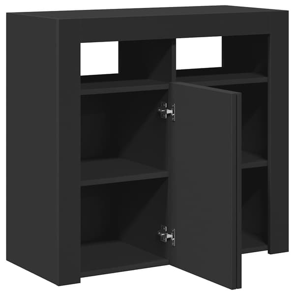 vidaXL skænk med LED-lys 80x35x75 cm sort