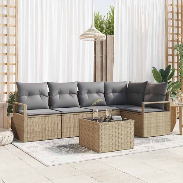vidaXL Sofa Sæt 6 pcs Beige polyrattan