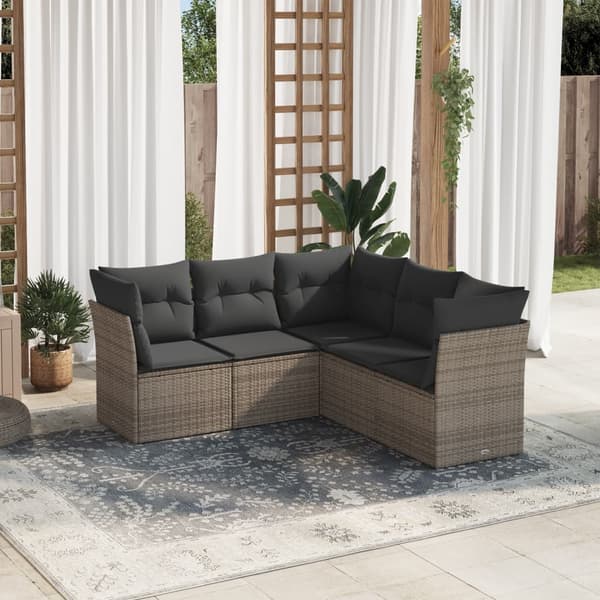 vidaXL sofasæt 5 dele med hynder polyrattan grå