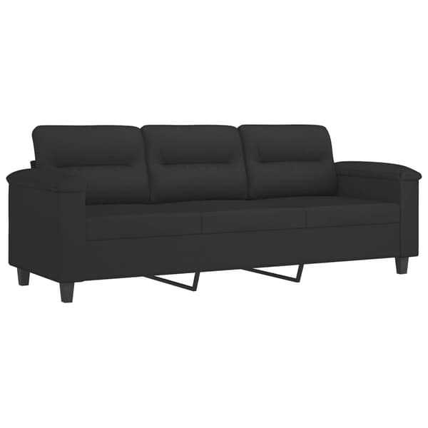 vidaXL sofasæt 2 dele med hynder mikrofiberstof sort