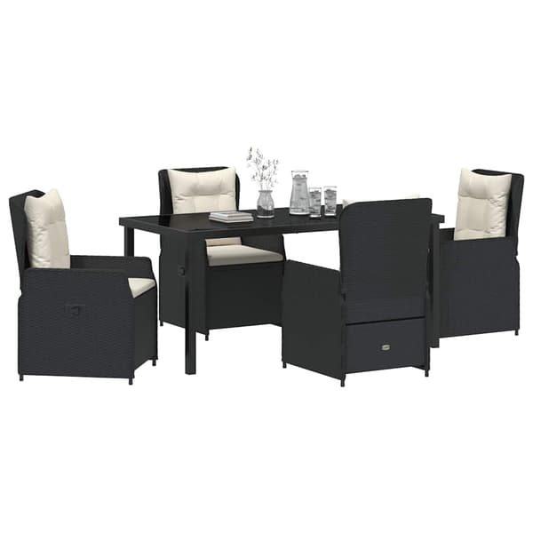 vidaXL Have Spisebordssæt 5 pcs Sort polyrattan