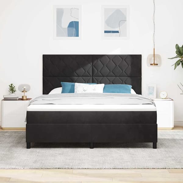 vidaXL Box spring seng med madras Sort 180 x 200 cm Stof