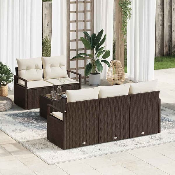 vidaXL Sofa Sæt 6 pcs Brun og Creme polyrattan