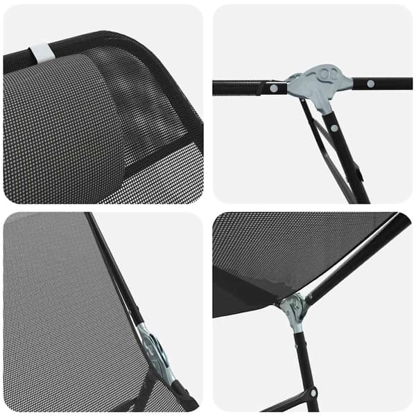vidaXL Foldestol 2 pcs Sort 182 x 55 x 85,5 cm Textilene