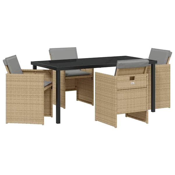 vidaXL Have Spisebordssæt 5 pcs Beige polyrattan