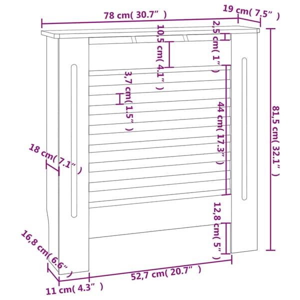 vidaXL radiatorskjuler 78 cm MDF grå