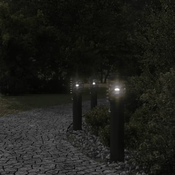 vidaXL udendørs standerlampe med sensor 60 cm rustfrit stål sort