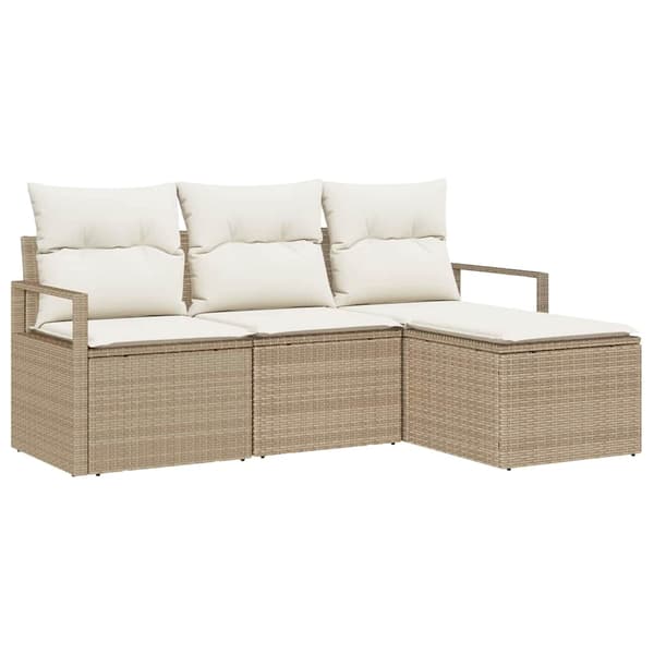 vidaXL Sofa Sæt 4 pcs Beige polyrattan