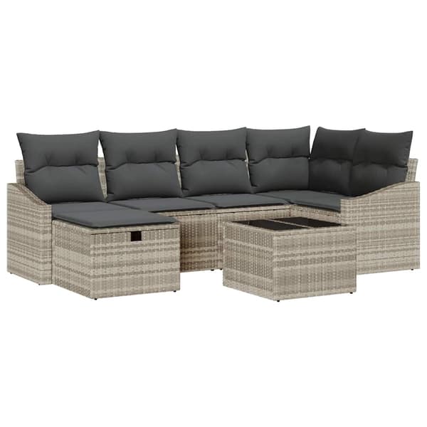 vidaXL Sofa Sæt med pude 7 pcs Lys Grå og Grå polyrattan