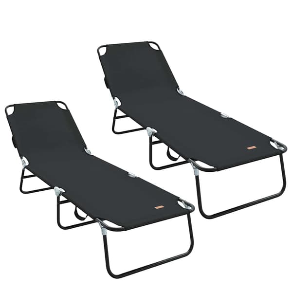 vidaXL Foldestol 2 pcs Sort 188 x 57 x 86,5 cm Polyester