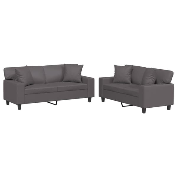 vidaXL sofasæt 2 dele med puder kunstlæder grå