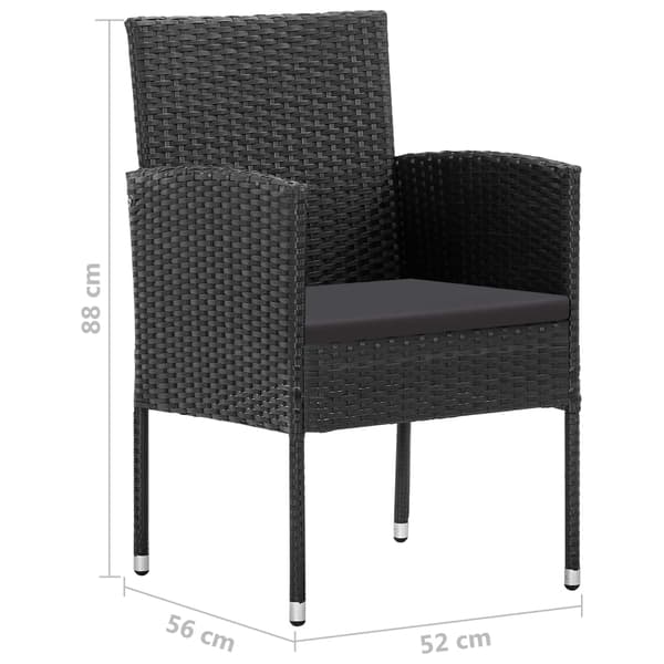 vidaXL spisebordssæt til haven 5 dele sort