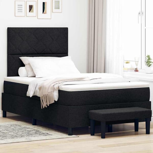 vidaXL Box spring seng med madras Sort 120 x 190 cm Stof